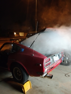 Just finished smoke testing for leaks. Found quite a number, some will be fixed now, others during the paint and body phase.